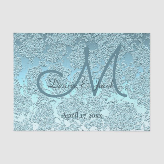 Elegant Teal Green Wedding Reception Monogram Tissue Paper (Front)