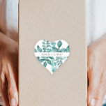Elegant Teal Greenery Watercolor Modern Wedding Heart Sticker<br><div class="desc">Beautiful teal greenery makes an elegant statement for your wedding. You may personalise with your information and change the wording to suit your event.</div>