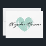 Elegant teal heart engagement party invitations<br><div class="desc">Elegant teal heart engagement party invitations. Romantic love design with weathered heart and custom quote like together forever. Elegant script text. Also great for anniversary,  wedding or birthday party.</div>