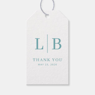 Elegant Teal Initials Thank You Gift Tags
