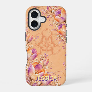 Elegant Teal Iris Flowers Custom iPhone 16 Case
