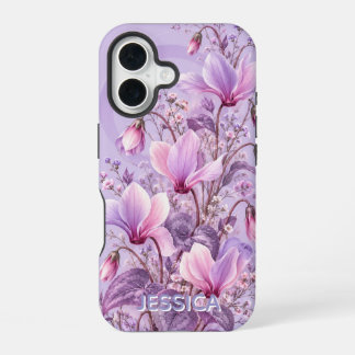 Elegant Teal Iris Flowers Custom iPhone 16 Case