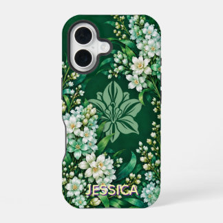 Elegant Teal Iris Flowers Custom iPhone 16 Case