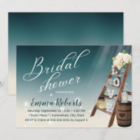 Elegant Teal Ladder & Wine Barrel Bridal Shower 
