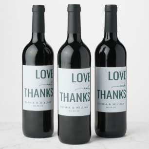 Elegant Teal Love Thanks Wine Label