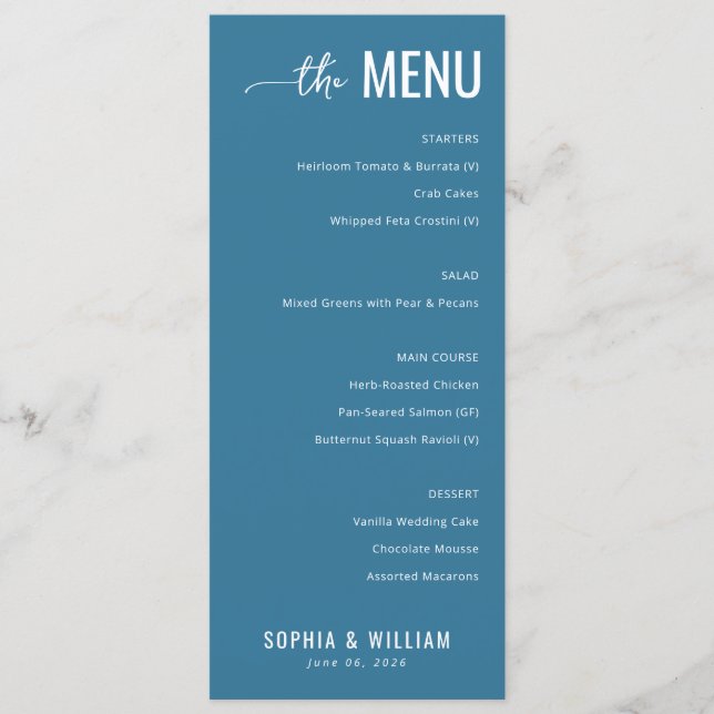 Elegant Teal Menu Card (Front)