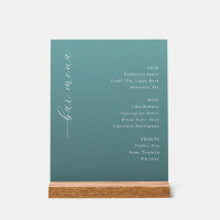 Elegant Teal Minimalist Bar Menu