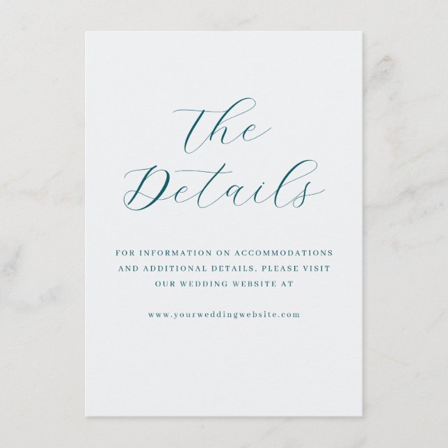 Elegant Teal Minimalist Calligraphy Enclosure Card (Front)