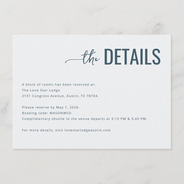 Elegant Teal Minimalist Calligraphy Enclosure Card (Front)