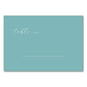 Elegant Teal Minimalist Calligraphy Table Number