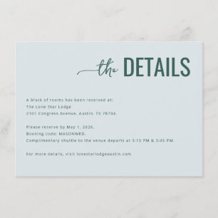 Elegant Teal Minimalist Details Enclosure Card