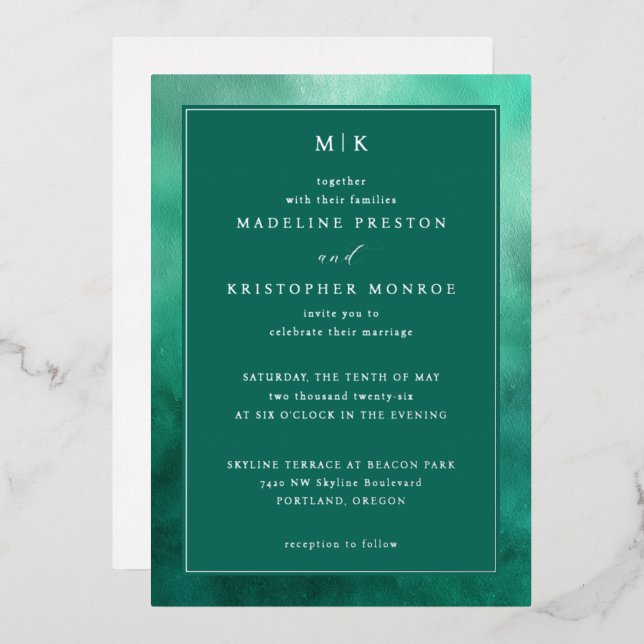 Elegant Teal Minimalist Invitation (Front/Back)