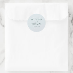 Elegant Teal Minimalist Names Classic Round Sticker