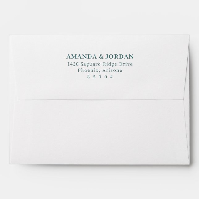 Elegant Teal Minimalist Typographic Envelope (Back (Top Flap))