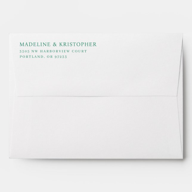 Elegant Teal Minimalist Typographic Envelope (Back (Top Flap))
