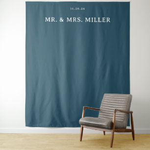 Elegant Teal Minimalist Wedding Banner Tapestry