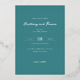 Elegant Teal Minimalist Wedding Invitation