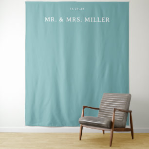 Elegant Teal Minimalist Wedding Sign Tapestry