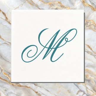 Elegant Teal Monogram Initial  Napkin