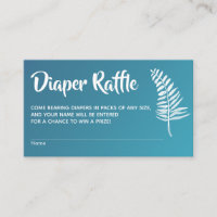 Elegant Teal Ombre Baby Shower Diaper Raffle Cards