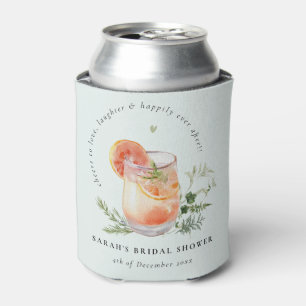 Elegant Teal Orange Green Cocktail Bridal Shower Can Cooler
