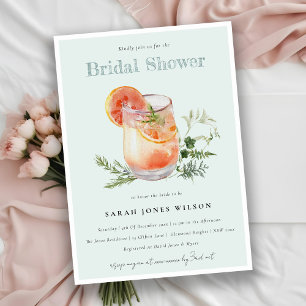 Elegant Teal Orange Green Cocktail Bridal Shower  Invitation