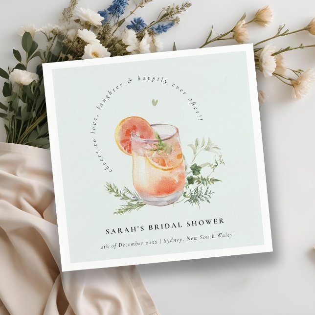 Elegant Teal Orange Green Cocktail Bridal Shower  Napkin (Creator Uploaded)