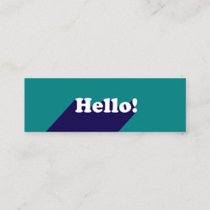 Elegant Teal pastel blue trendy hello typography Mini Business Card