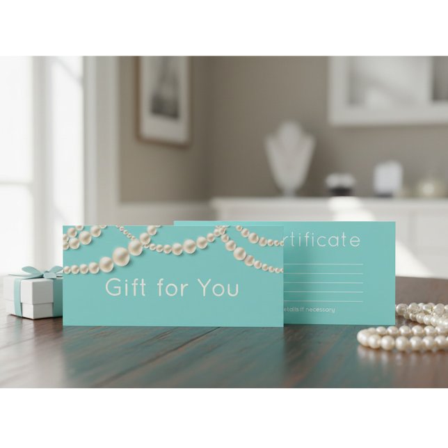 Elegant Teal & Pearl Gift Certificate (Creator Uploaded)