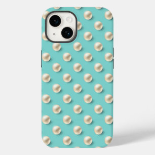 Elegant Teal & Pearls iPhone Case