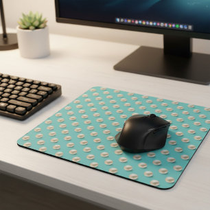 Elegant Teal & Pearls Mouse Pad