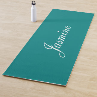 Elegant Teal Personalised Name Yoga Mat