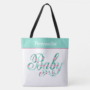Elegant Teal Pink Baby Pretty Personalised Tote Bag