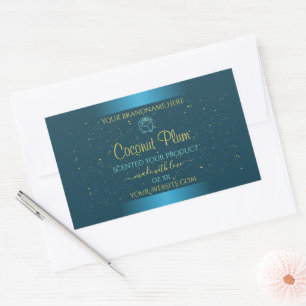 Elegant Teal Product Labels Gold Soft Glitter Rose