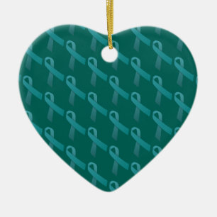 Elegant Teal Ribbons Tiled Pattern Ceramic Tree Decoration