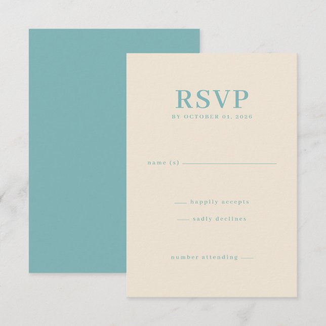 Elegant Teal RSVP Card (Front/Back)