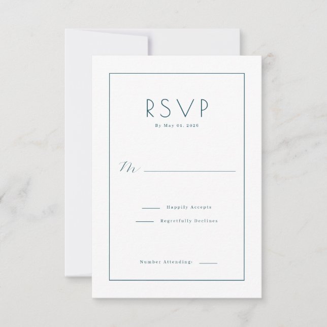 Elegant Teal RSVP Card (Front)