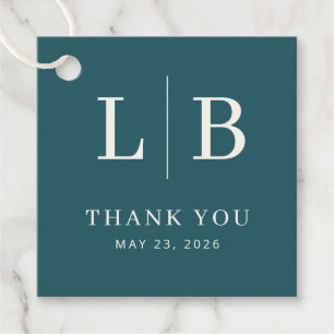 Elegant Teal Serif Thank You Favor Tag