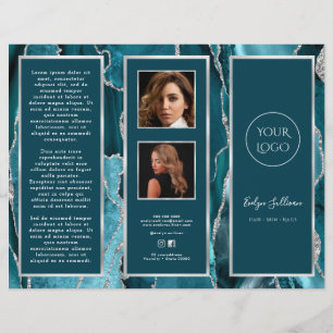 Elegant Teal Silver Agate Brochure