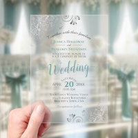 Elegant Teal & Silver Fancy Calligraphy Wedding
