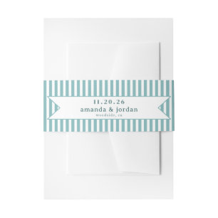 Elegant Teal Stripes Invitation Belly Band