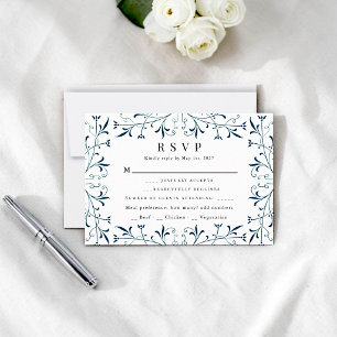 Elegant Teal Swirls Reply Card
