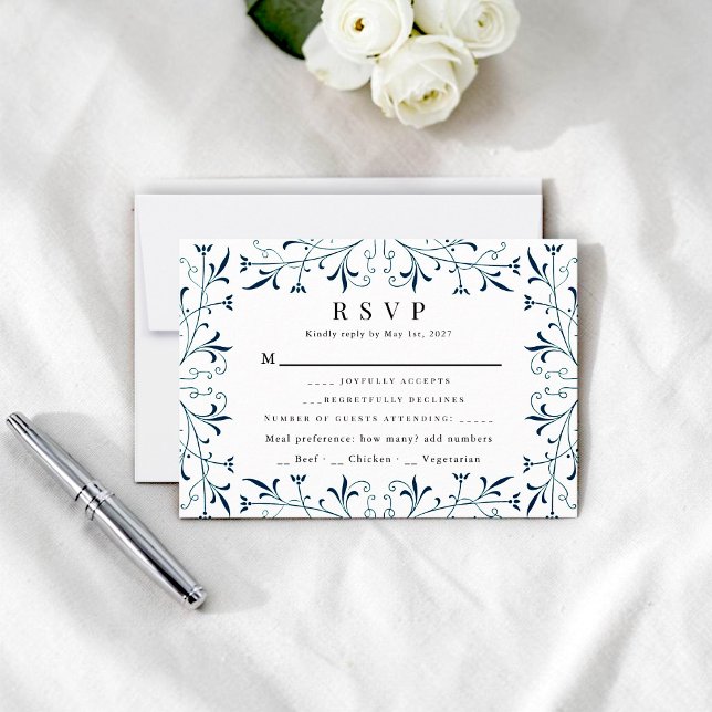 Elegant Teal Swirls Reply Card (Creator Uploaded)