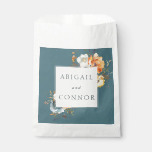 Elegant Teal Terracotta Navy Boho Floral Favour Bags