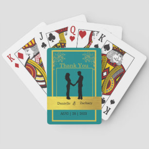 Elegant Teal Themed Wedding Photo Thank You Favour Playing Cards