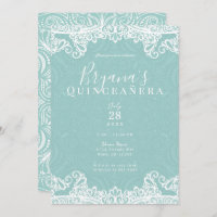 Elegant Teal Turquoise & Lace 15th Quinceañera  
