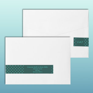 Elegant Teal Turquoise Polka Dots Initials Wraparound Address Label