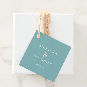 Elegant Teal Typographic Gratitude Favour Tags