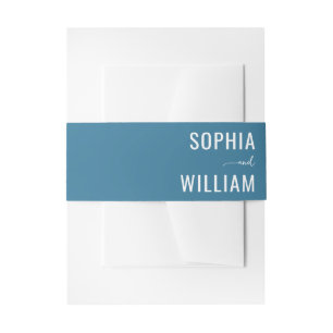 Elegant Teal Typographic Names Invitation Belly Band
