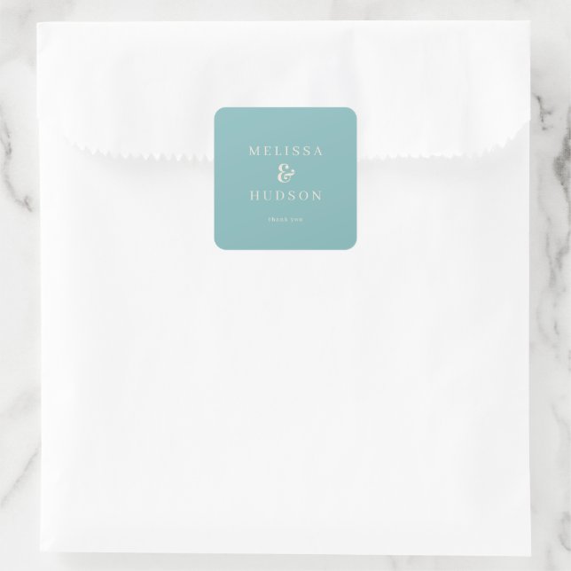 Elegant Teal Typographic Square Sticker (Bag)